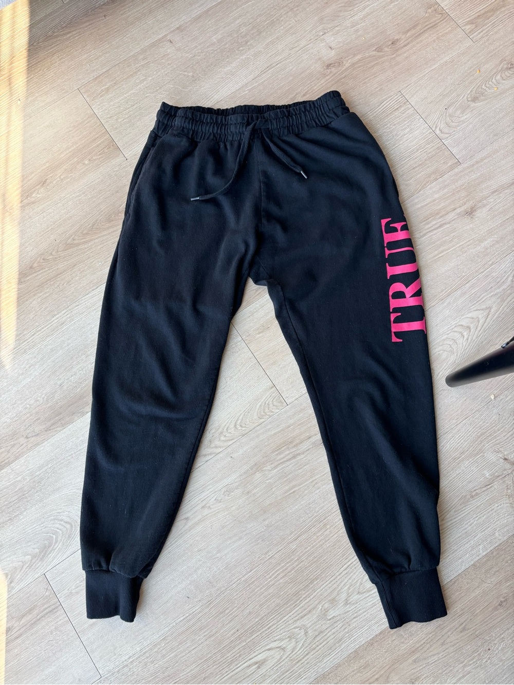 True Religion black joggers with red logo